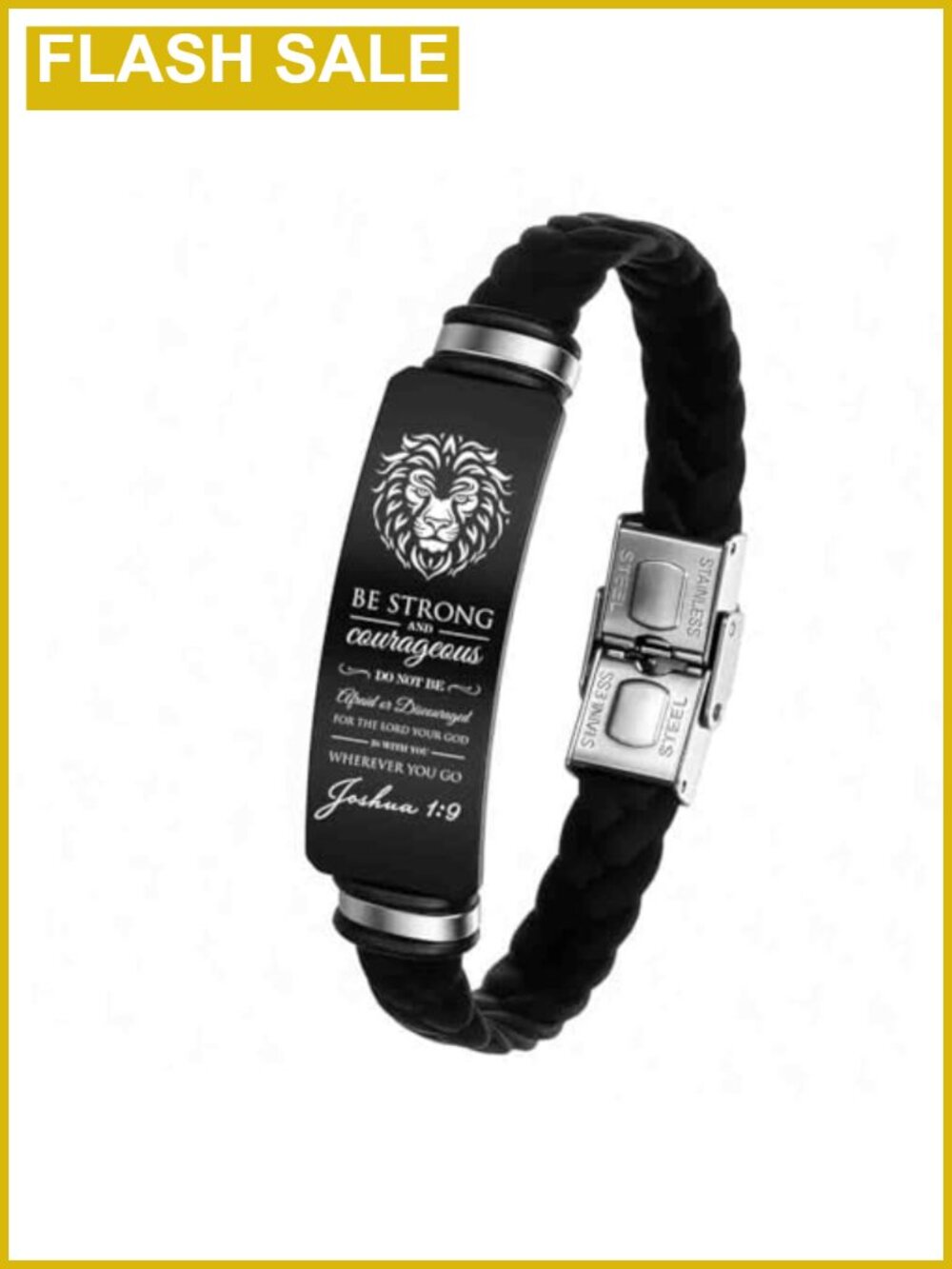 Men's Adjustable Braided Bracelet Stainless Steel Christian Faith Gift